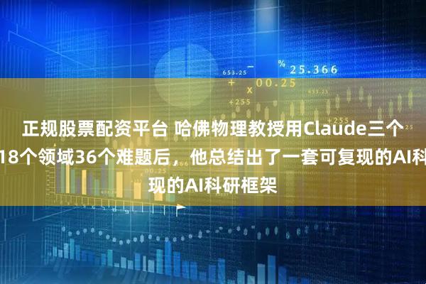 正规股票配资平台 哈佛物理教授用Claude三个月横扫18个领域36个难题后，他总结出了一套可复现的AI科研框架